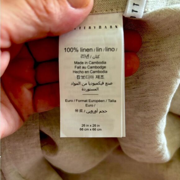 Pair Pottery Barn Flax Linen Euro Shams - Picture 2 of 8